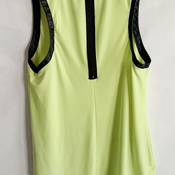 Lime Green Contrast Leather Trim Zip Detail Summer Tank - Picture 5 of 5